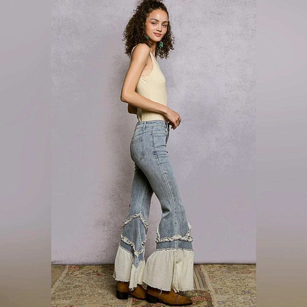 PB15 POL Blue Flared Jeans - Picture 2 of 5